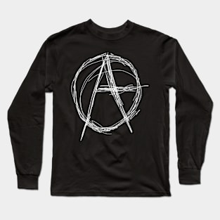 Dark and Gritty Anarchy Symbol (white) Long Sleeve T-Shirt